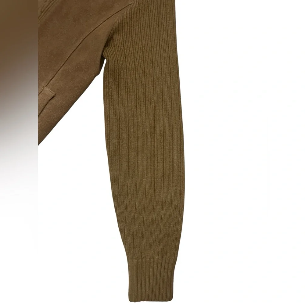 Vintage 80s 90s Suede Leather Knit Bomber Jacket Counter Action Women’s Medium - Picture 3 of 7